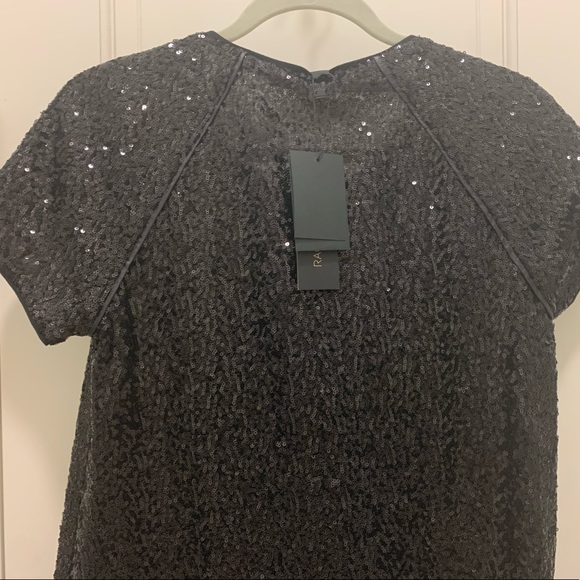 *BNWT*RACHEL ZOE-BLACK SEQUIN/SPARKLY RAGLAN DRESSY FANCY GOING OUT SHIRT/TOP 4 - Picture 5 of 12